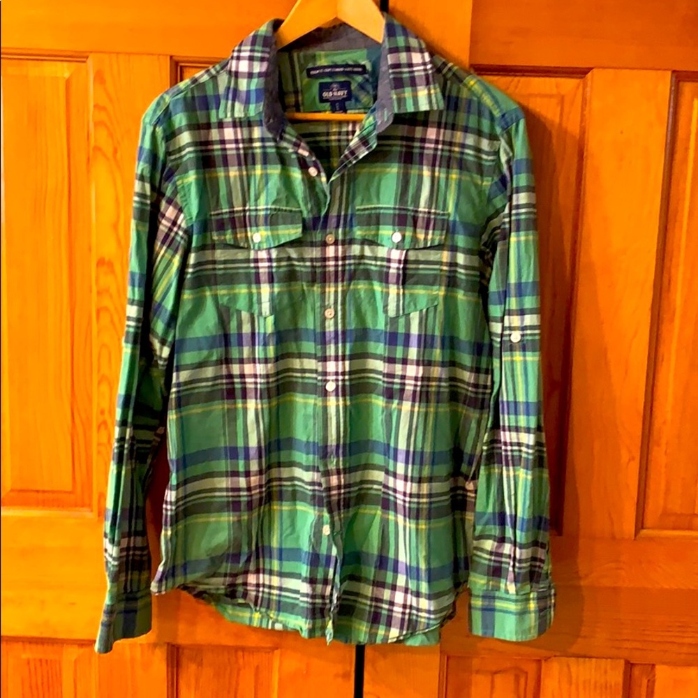 Mens Green plaid shirt